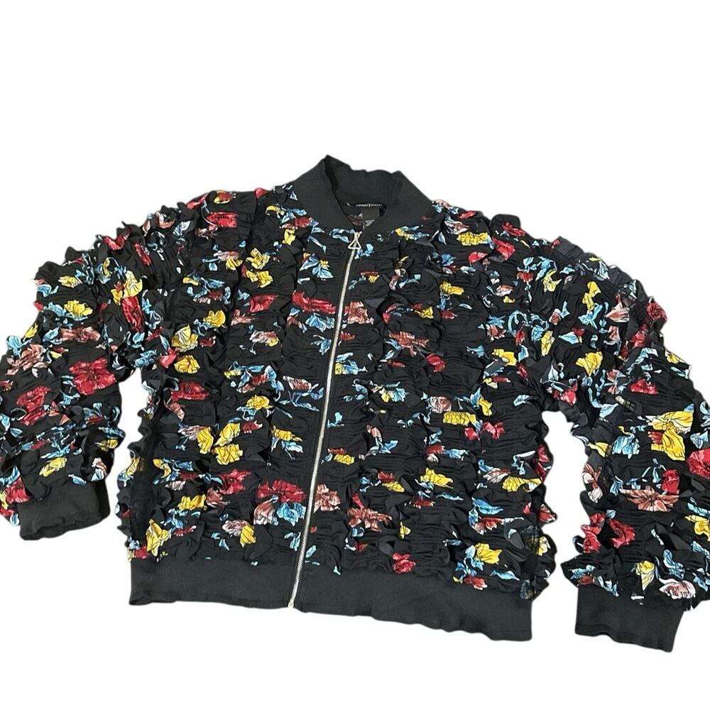 Ashley Stewart plus size 14/16 floral stripped & mesh Multi colored Jacket NWT